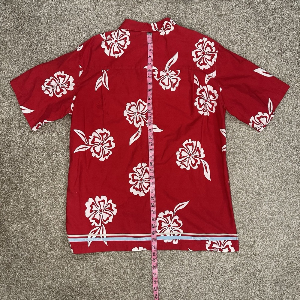 Piping Hot Floral Red White Short Sleeved Button Shirt Men's Size XLarge - Picture 8 of 11